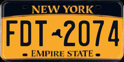 NY license plate FDT2074