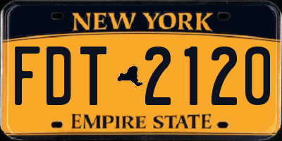 NY license plate FDT2120
