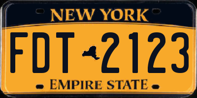 NY license plate FDT2123