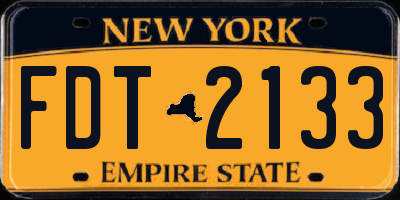 NY license plate FDT2133