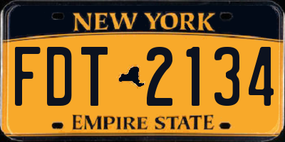NY license plate FDT2134