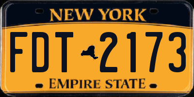 NY license plate FDT2173