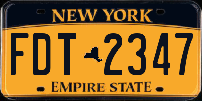 NY license plate FDT2347