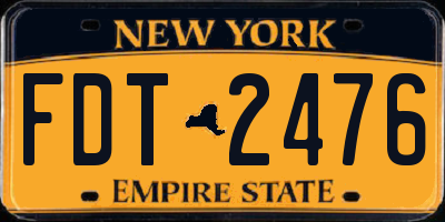 NY license plate FDT2476