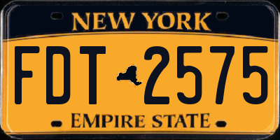 NY license plate FDT2575