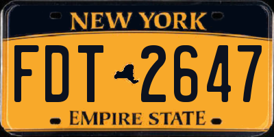 NY license plate FDT2647