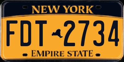NY license plate FDT2734