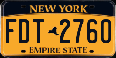 NY license plate FDT2760