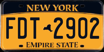 NY license plate FDT2902