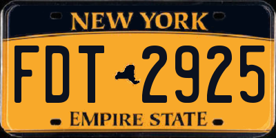 NY license plate FDT2925