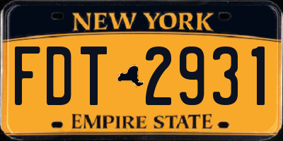 NY license plate FDT2931