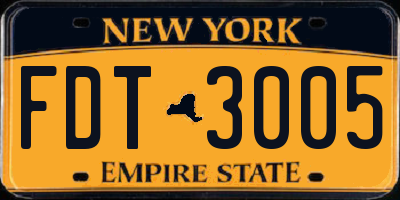 NY license plate FDT3005