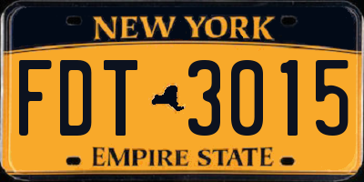 NY license plate FDT3015