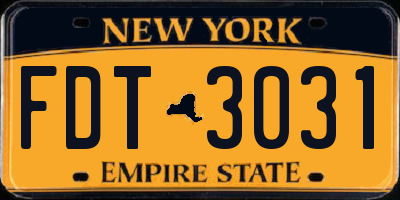NY license plate FDT3031