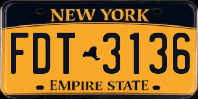 NY license plate FDT3136