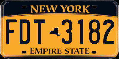 NY license plate FDT3182