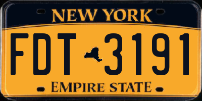 NY license plate FDT3191