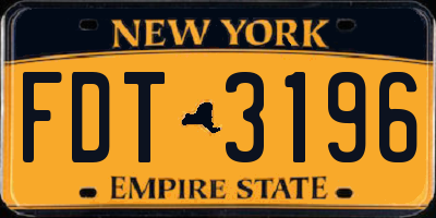 NY license plate FDT3196