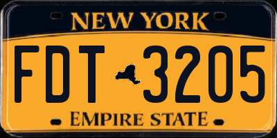 NY license plate FDT3205
