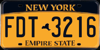 NY license plate FDT3216