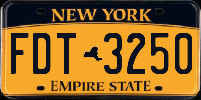NY license plate FDT3250