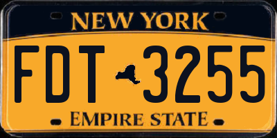 NY license plate FDT3255