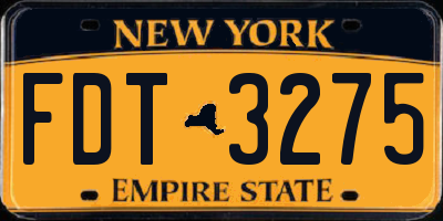 NY license plate FDT3275