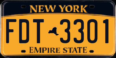 NY license plate FDT3301