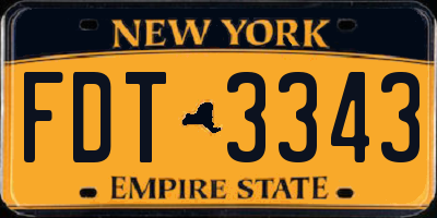 NY license plate FDT3343