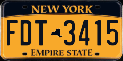 NY license plate FDT3415