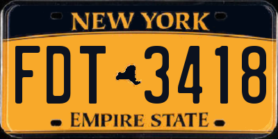 NY license plate FDT3418