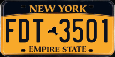 NY license plate FDT3501
