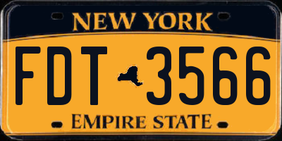 NY license plate FDT3566