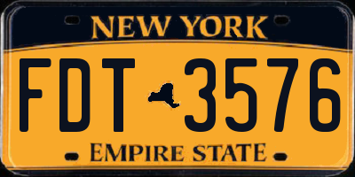 NY license plate FDT3576