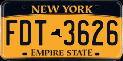 NY license plate FDT3626