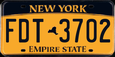 NY license plate FDT3702
