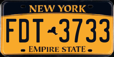 NY license plate FDT3733