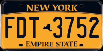 NY license plate FDT3752