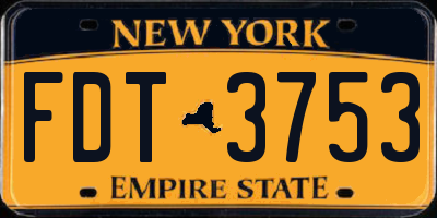 NY license plate FDT3753