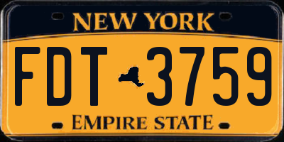 NY license plate FDT3759