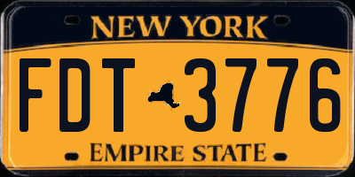 NY license plate FDT3776