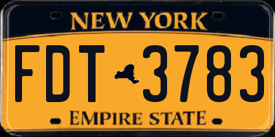 NY license plate FDT3783