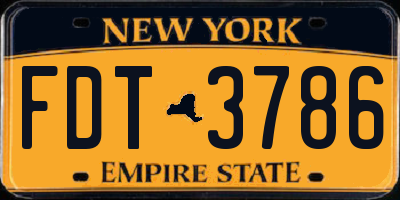 NY license plate FDT3786