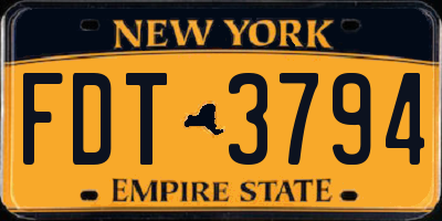 NY license plate FDT3794