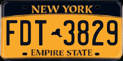NY license plate FDT3829