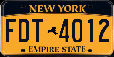 NY license plate FDT4012