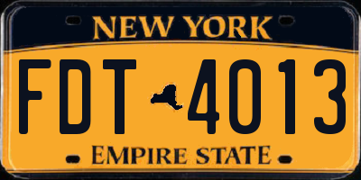 NY license plate FDT4013