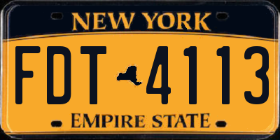 NY license plate FDT4113