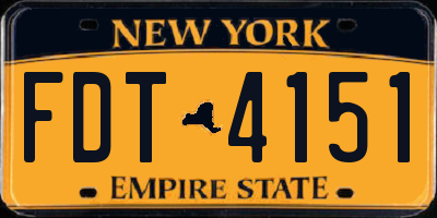 NY license plate FDT4151