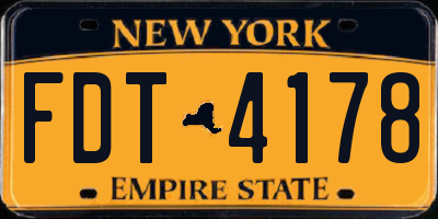 NY license plate FDT4178